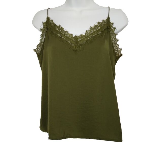 NWT Y2K Banana Republic Lace Hunter Green Camisole V-Neck Top Size S - Picture 1 of 5